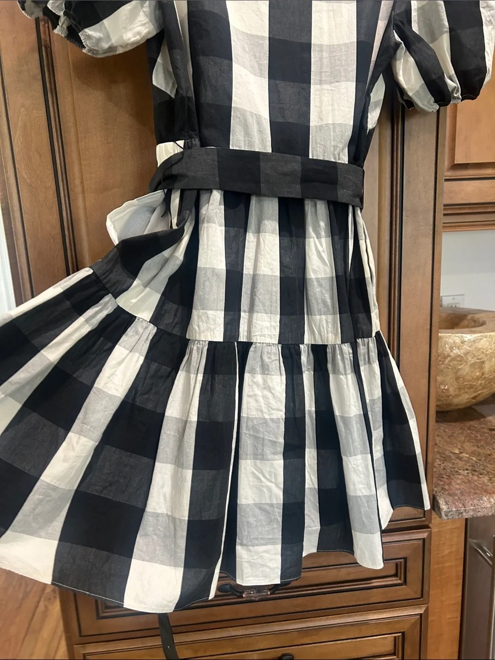 kate spade Black and White Gingham Midi Dress